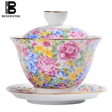 140 мл Цзиндэчжэнь винтажная ручная роспись семья Роза Пастель фарфор гайвань пуэр кофейная чашка посуда для напитков декоративное украшение предмет интерьера