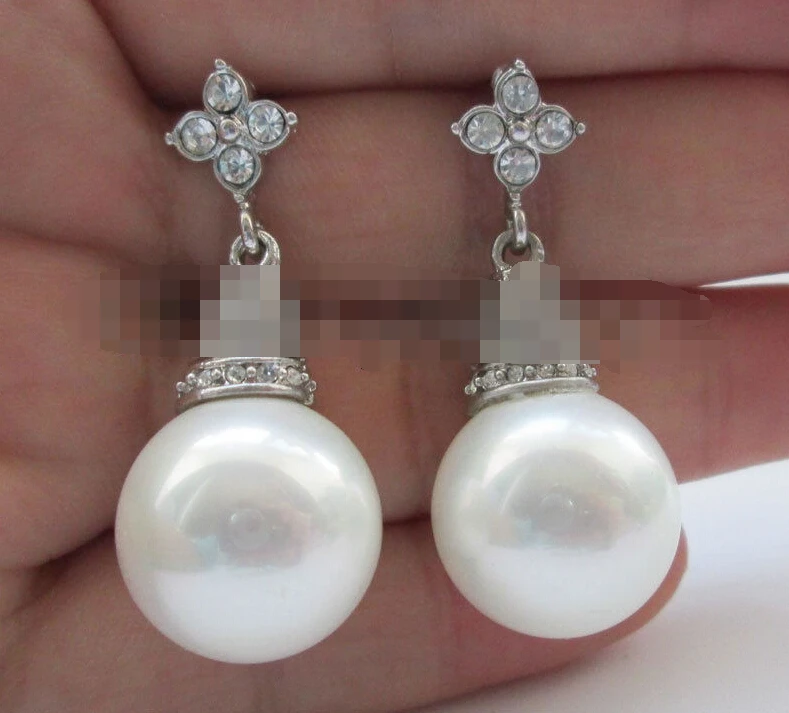 

Hot selling> 1148 white baroque freshwater pearl earring -Bride jewelry free shipping