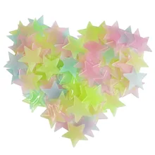 100PCS 3D stars Fluorescent plastic stickers DIY fluorescent stickers Free splicing graphics Fluorescence luminescence mobile 3d graphics