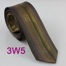 Yibei Coachella жаккардовые микрофибры коричневый галстук тонкий тощий узкий Gravata в Вертикальную Полоску в горошек Золотой Шайнер