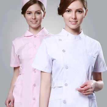 

2017 Cheap Short Sleeve Slim Fit Nurse Clothing Medical and Spa Uniforms White Scrubs Hospitality Uniforms Sales Free Shipping