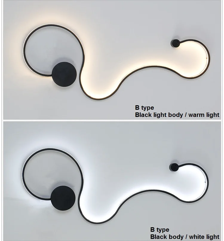 Современная креативная настенная лампа черного/белого цвета Светодиодная Крытая гостиная спальня прикроватная лампа коммерческое украшение помещений потолочная лампа