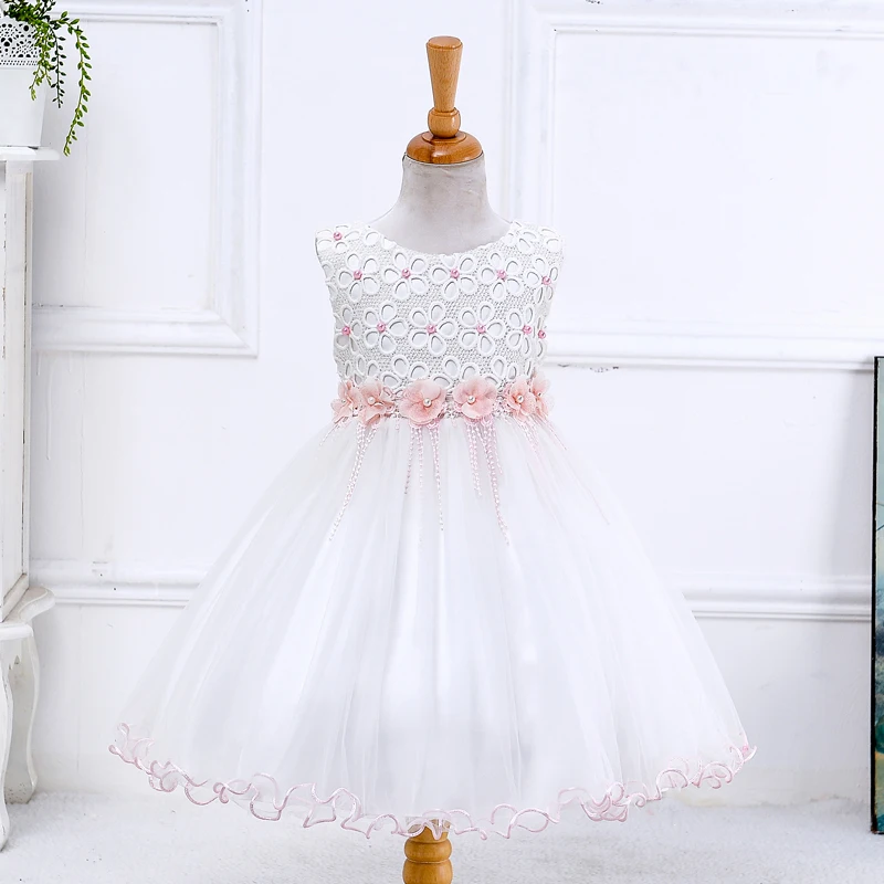 

LYD004 NEW FASHION GIRL DRESSES BEADS FLOWER PARTY DRESS SLEEVELESS GIRL SUMMER DRESSES