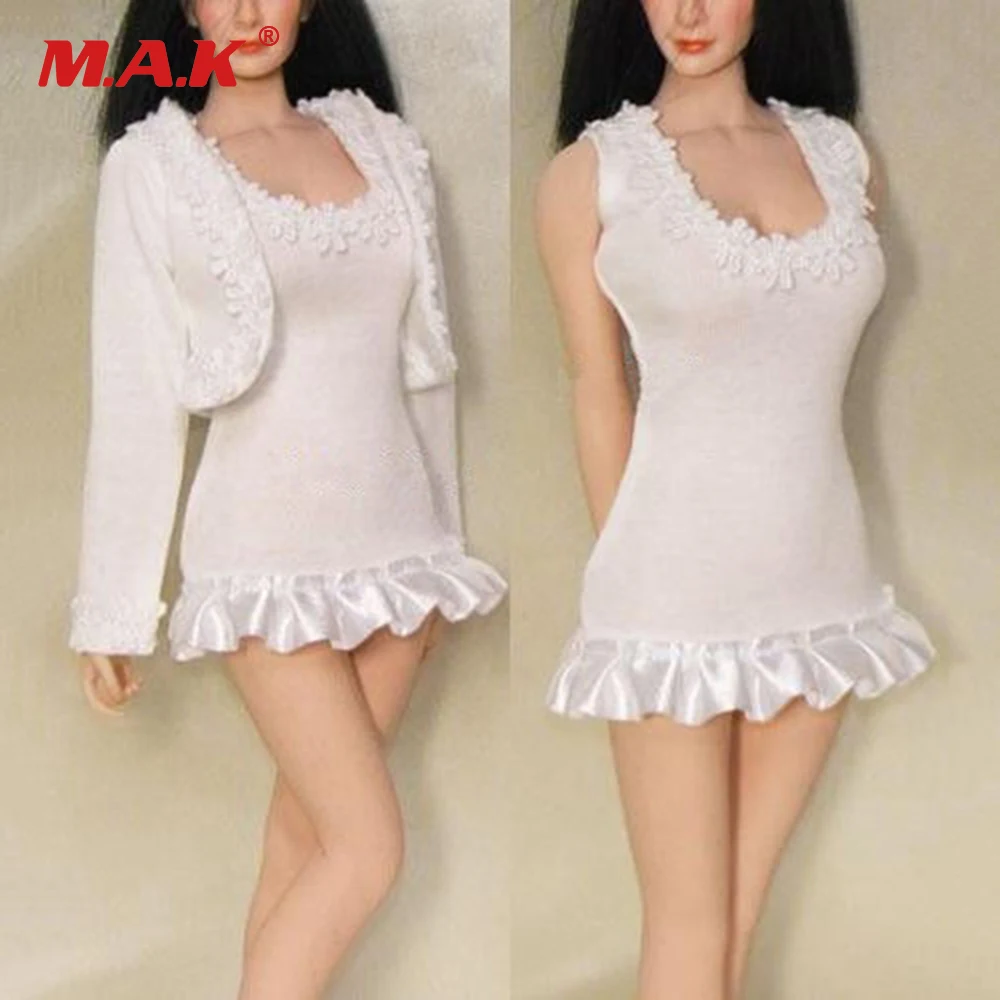 

1/6 Scale Female White Lace Custom PL62 1/6 Scale white skirt set+shawl Model For 12" inches Large/Medium PH Body Figures