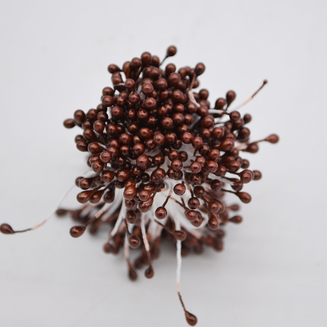 Bundle= (500PCS )Artificial Flower Double Heads Stamen Pearlized Craft Cards Cakes Decor Floral for home wedding party decor