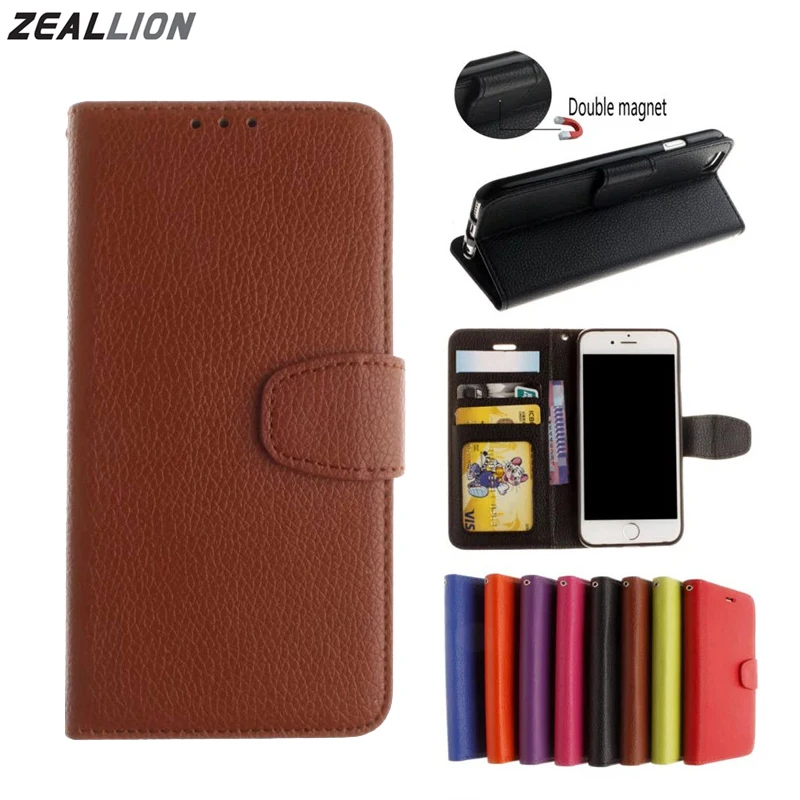 ZEALLION For iPhone 5S SE 5C 6S 7 8 Plus X Luxury Litchi Grain PU Leather Stand Wallet Flip Card Slots Cover Case | Мобильные