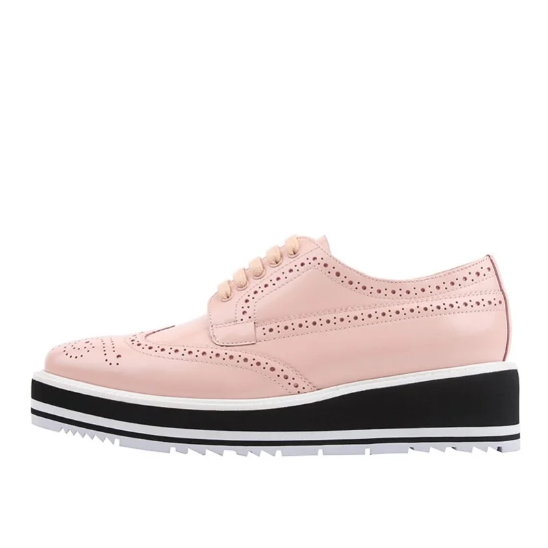 Derby Shoes Women Genuine Cow Leather Handmade Bullock Flats Casual Patform 2018 Autumn Winter Fashion YOZEO Brand Shoes Ladies Women's Shoes