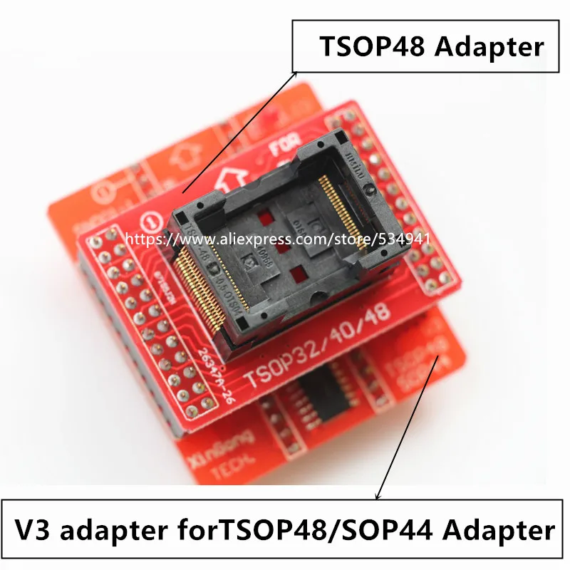 Плата TSOP32 TSOP40 TSOP48 + TSOP48/SOP44 V3 для TL866CS / TL866A/ TL866II Plus универсальный программатор