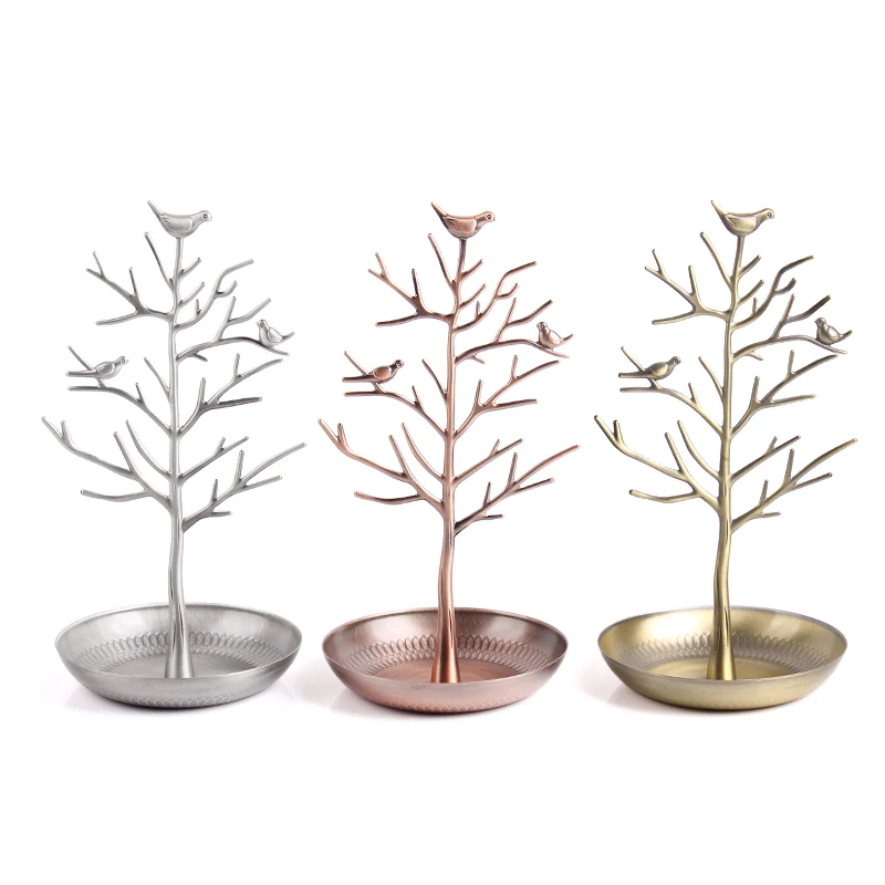 Free shipping Retro Copper color Earring Ring Jewelry Tree Stand Display Organizer Holder Show Rack Jewelry Packaging