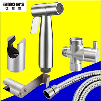 

Free shipping 304 stainless steel toilet hand bidets shower body wash sprayer with 1.5m length shower hose