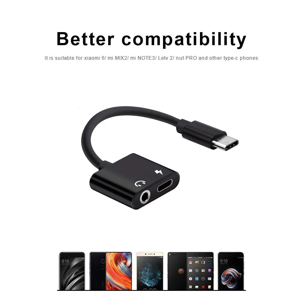 3 in 1 Type C 3 5mm Jack AUX Audio Headphone USB Adapter Charger Cable Call Music Charge for for Xiaomi 6 MIX Huawei P10 Mate10