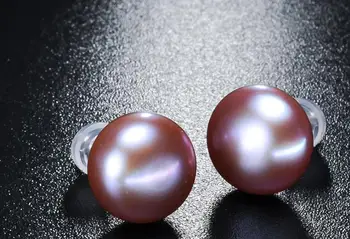 

charming10- 11mm south sea flat round lavender pearl earring 18k