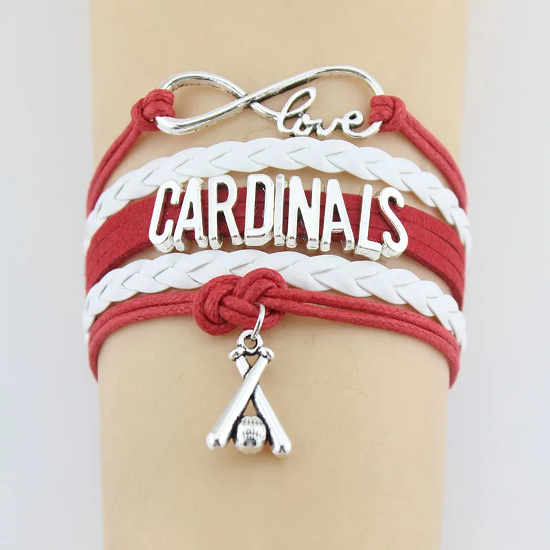(10 Pieces/Lot)Infinity Love Card Lnals Bracelets Hockey Player Charm Handmade Rope Leather Weave Bangles For Women Men Jewelry 