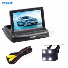 DIYKIT Wired 4 3inch Car Reversing Camera Kit Car Monitor LCD Display Security LED Night Vision