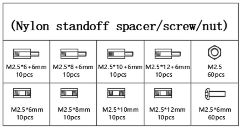200 шт. M2 M2.5 M3 нейлоновые противостояние комплекты распорок Шестигранная стойка гайки пластиковые штифты ассортимент Mix Kit Резьбовая стойка