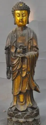 S3360 11&quottibet buddhism bronze Gilt Stand sakyamuni Shakyamuni Tathagata buddha statue | Дом и сад