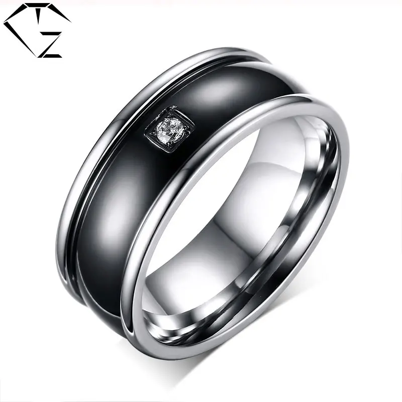 316L Stainless Steel Crystal Ring  New Fashion Trendy 