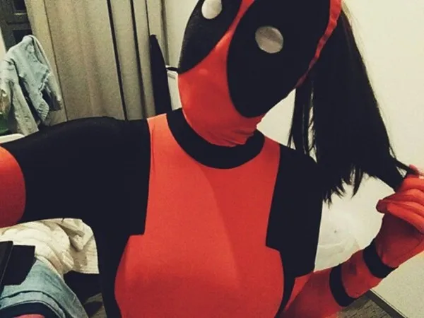 Two Style Deadpool Costume Cool Lady Deadpool Costume Red full body spandex girl/women/female Deadpool Costumes