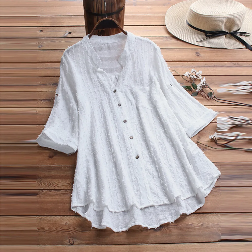 

Women Blouses Plus Size Vintage Long Sleeve V-Neck Lace Button Top Shirt Blouse Blusas Chemisier Femme Camisa Femenina Clothes
