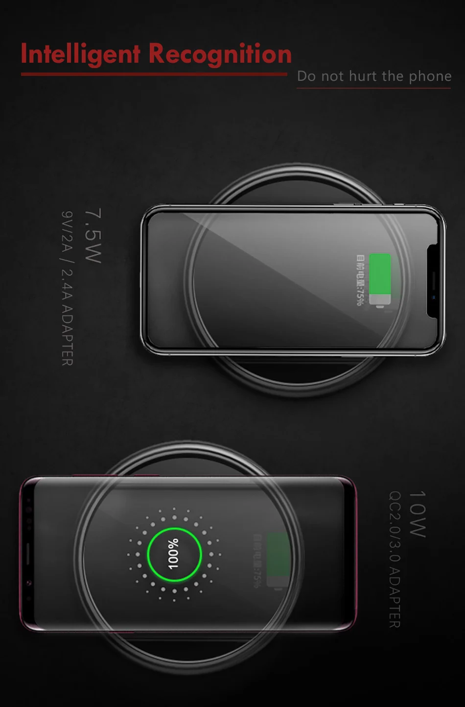 !ACCEZZ Glass Mirror 7.510W Qi Wireless Charger For iPhone X 8 Samsung Galaxy S9 S8 Plus S7 Ultra-thin Fast Charging For Mix 2S (3)