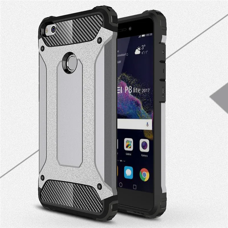 

Case Huawei P8 Lite 2017 Case Honor 8 Lite Cover Silicone Shockproof Rubber Dual Layer Armor Phone Case P8 Lite (2017) 5.2 Inch
