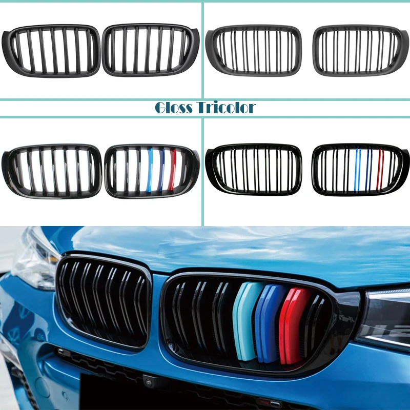 

Carbon Fiber/Black Front Bumper Racing Grill Kidney Grilles For BMW F25 F26 X3 X4 2015 2016 2017 M Power Performance Accessories