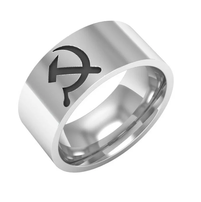 Amazon hot Jewelry Hammer And Cleaver Ring Titanium Steel 8mm Men Rings...