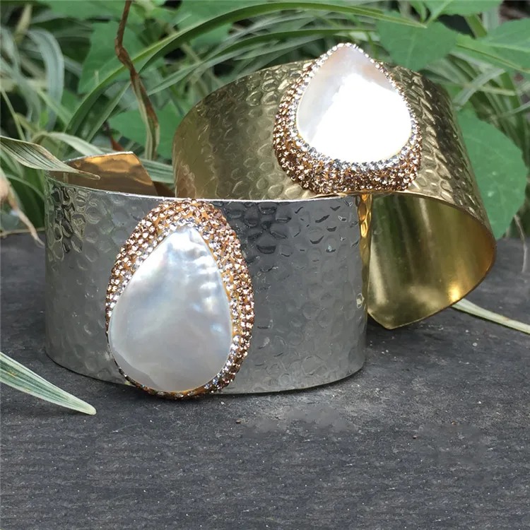 Borosa natural pedra manguito pulseiras cor ouro