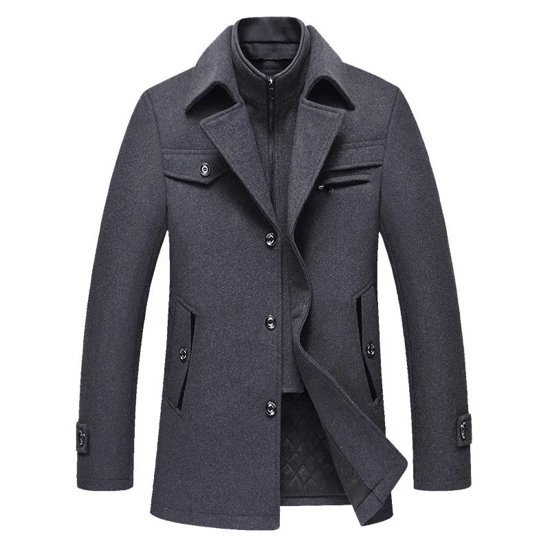 Goedkoop BOLUBAO Mannen Winter Wollen Jas mannen Nieuwe Hoge Kwaliteit Effen Kleur Eenvoudige Blends Wollen Pea Coat Mannelijke Trenchcoat casual Overjas