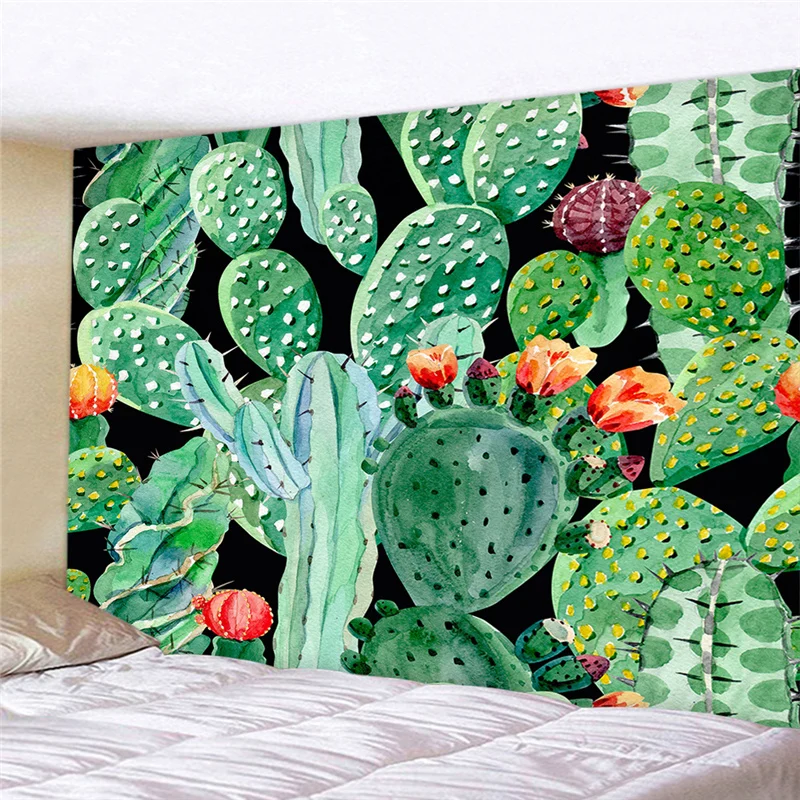 

2019 Cartoon Cactus Printed Tapestry 1pcs Big Sizes Livingroom Hanging Tapestry Home Decor Soft Wall Tapestry Bedroom Carpet