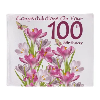 

100Th Birthday Pink Crocus Soft Fleece Throw Blanket Soft Flannel Blanket to on for the sofa/Bed/Car Portable Plaids