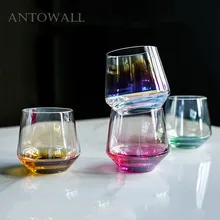 ANTOWALL домашняя цветная Бессвинцовая стеклянная посуда для воды, для завтрака, молочный мусс, чашка для сока, Офисная чашка для кофе, виски, красное вино, стекло