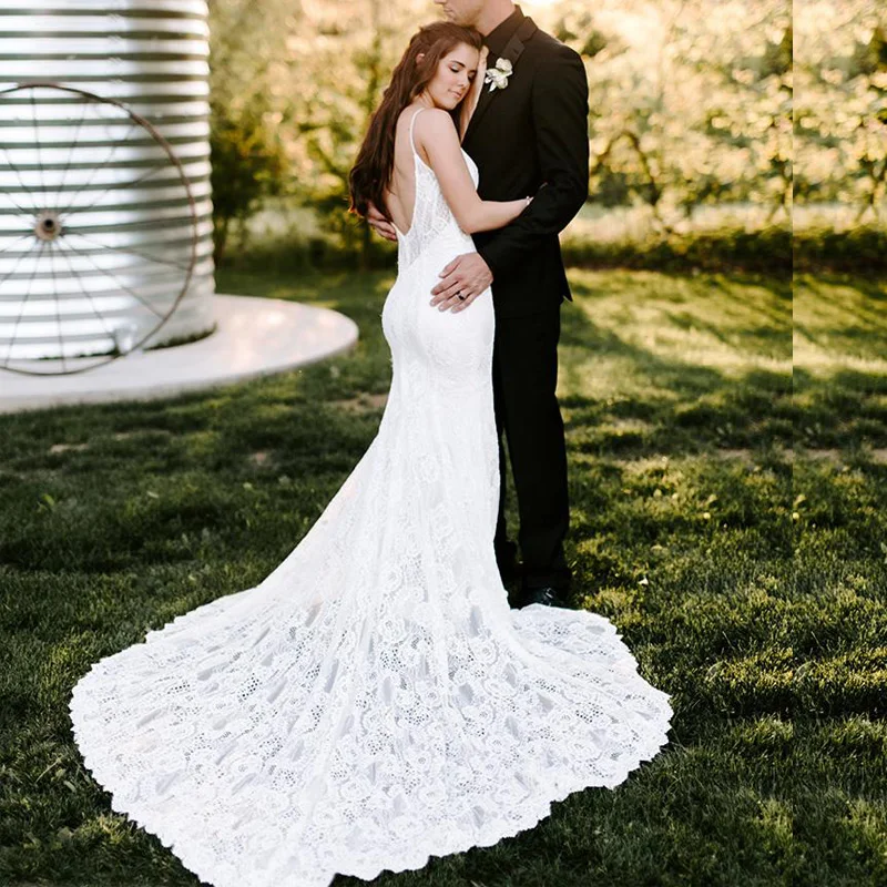 LORIE Kant Mermaid Trouwjurk 2018 Robe de soiree Bridal Dress Hof Trein Hoge Kwaliteit Trouwjurken Spaghettibandjes LORIE Kant Mermaid Trouwjurk 2018 Robe de soiree Bridal Dress Hof Trein Hoge Kwaliteit Trouwjurken Spaghettibandjes