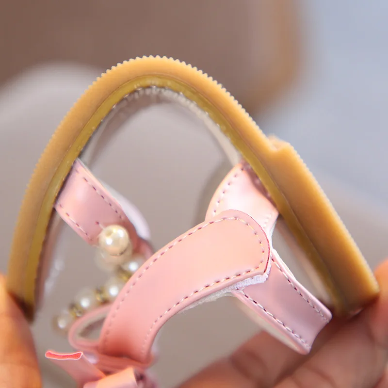 Newest Summer Kids Shoes 2019 Fashion Leathers Sweet Children Sandals For Girls Toddler Baby Breathable Pearls Bow Shoes