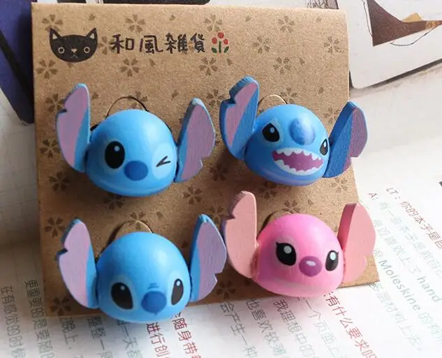 

10set 40pcs cartoon stitch head 3D mix wooden Fashion Jewelry Accessories Badge/Brooch Pin gifts