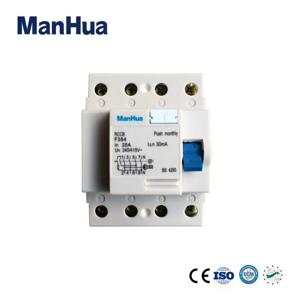 

ManHua 3 Poles +N 25A 30mA Rcd F364 Residual Current Circuit Breaker