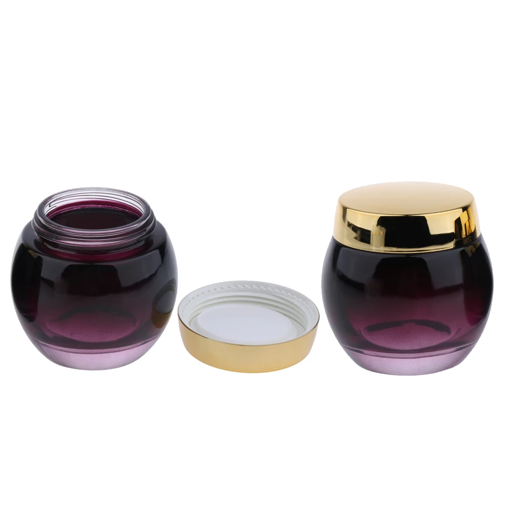 2Pcs 120g Glass Mask Jar Cream Containers Cosmetic Empty Can Sample Bottle - Purple Gradient Bottle Body - Refillable/Reusable