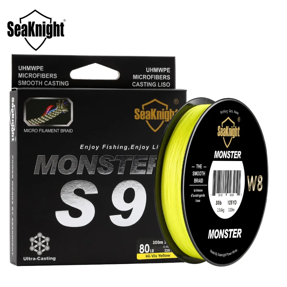 

SeaKnight Monster /Manster S9 300M Braided Fishing Lines 9 Strands Multifilament PE Line 30LB 40LB 50LB 80LB 100LB Green Yellow