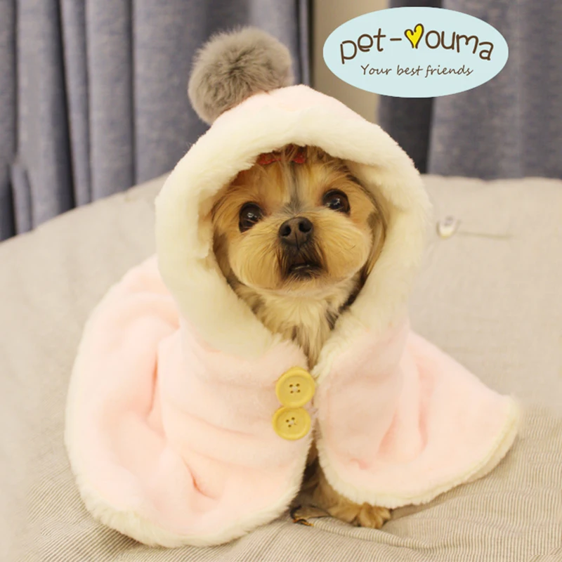 Пушистый Йоркширский банный халат для собак, одежда для маленьких собак, одежда для домашних животных, банное полотенце для чихуахуа, куртка для щенков, костюм S-M - Цвет: Розовый
