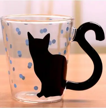 Стеклянная чашка для кошек, термостойкая чашка для чая/молока, чашка с ручкой, Офисная чашка, стекло для вина, керамика, свадебное украшение, хрустальный шар - Цвет: B