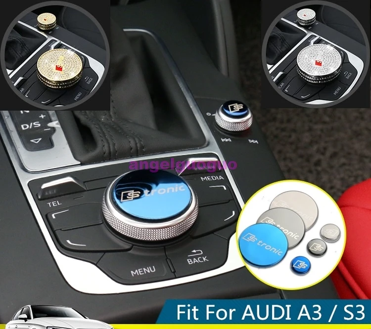 5 color Sport or luxurious Upgrade For AUDI A3 S3 Car Interior Center Button Multimedia Knob Covers Accessories Car-styling