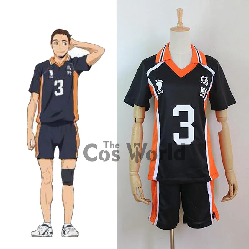 Haikyuu Karasuno Azumane Asahi No 3 High School Uniform T Shirt Tops 