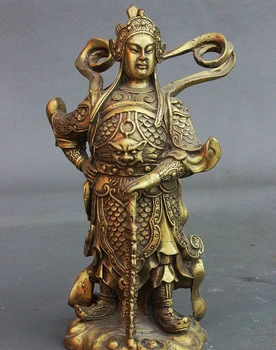 

SCY 8" Tibet Buddhism Lion Head Warrior Great Veda Bodhisattva Wei Tuo Buddha Statue