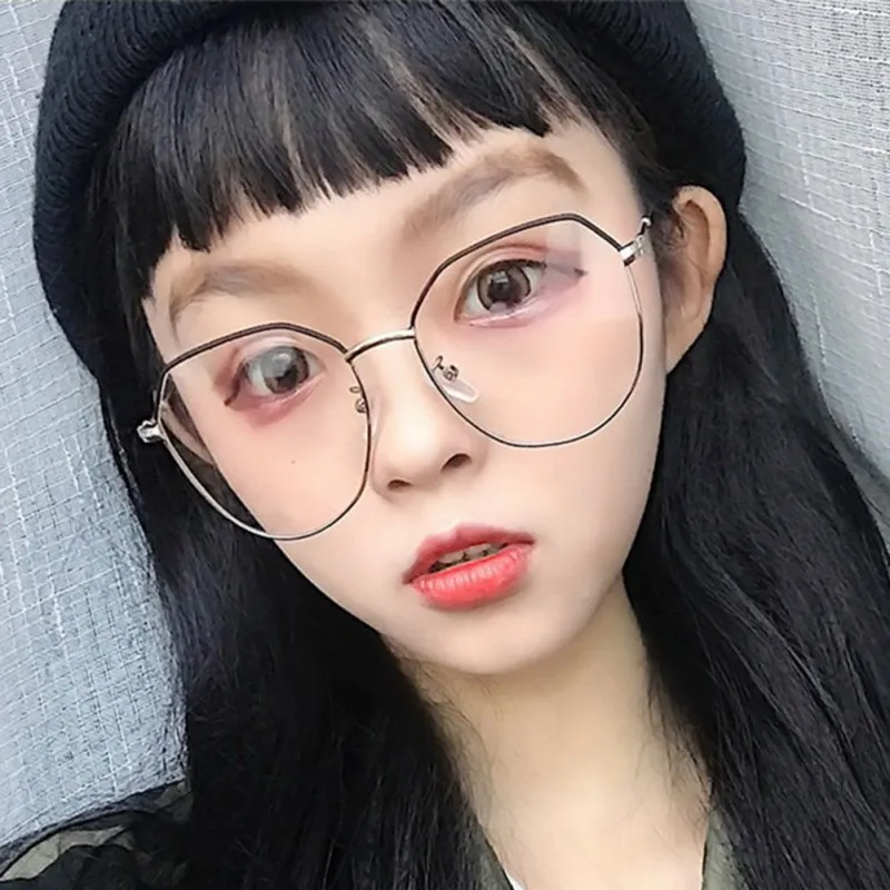 

2019 Polygon Retro Glasses Frames Female Irregular Flat mirror frames Women with Fine Color