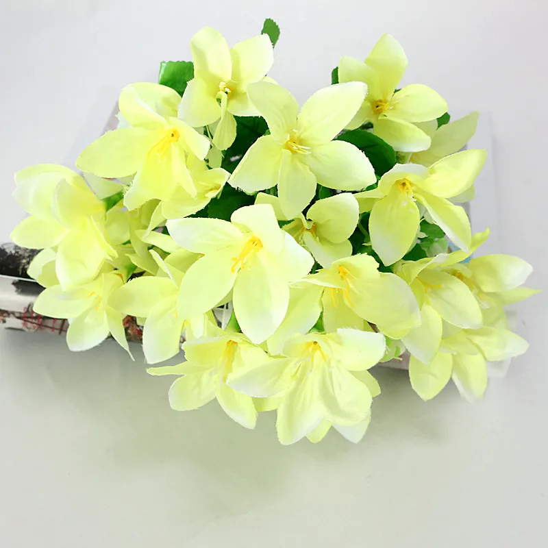Flone Multicolor Artificial Lily Flower Fake Plastic Silk Flowers Bridal Bouquet Wedding Wreath Home Party Decor Art Floral (9)