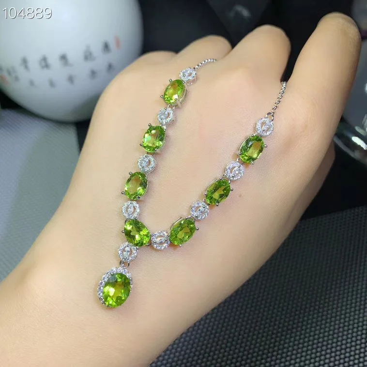 fresh green peridot gemstone pendant for necklace women present exquisite  silver fine jewelry natural gem good color party gift - AliExpress