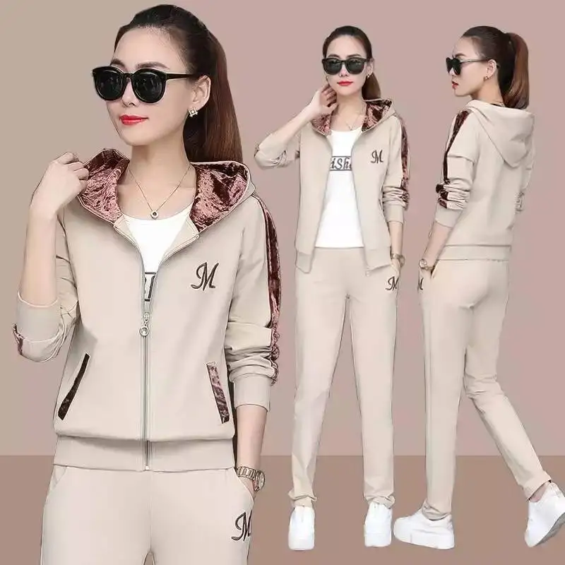 

Spring / Summer 2019 Women Tracksuit 3 Piece Set Sweatshirts T-shirt & hooded jacket sport wear & pants suit