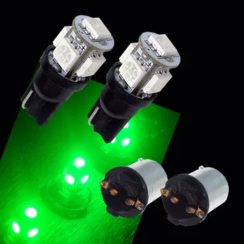 

PA LED 2pcs x T10 168 W5W 5SMD LED Auto Wedge Bulbs Green 12V + 2 BA15S Convertors SOCKET Connector BASE