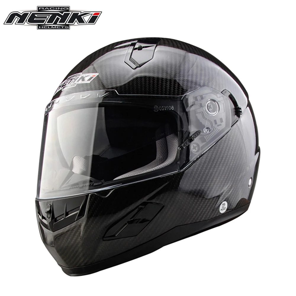 

NENKI Carbon Fiber Motorcycle Helmet Men Motorbike Full Face Helmet Street Bike Racing Helmet Moto Cascos Double Visor DOT