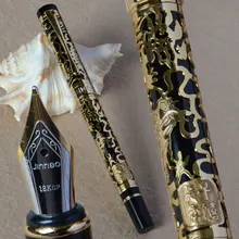 JINHAO 5000 BLACK AND GOLDEN MEDIUM NIB FOUNTAIN PEN DRAGON EMBOSSED
